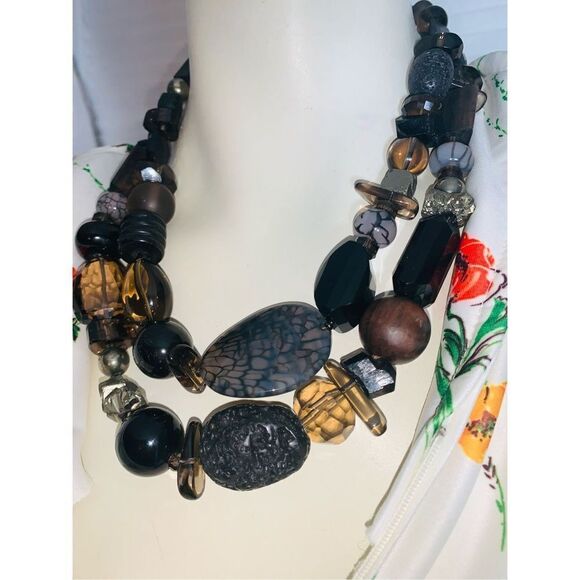 Vintage Stephen Dweck 925 Multi Stone Double Stranded Chunky Necklace 20” - Picture 4 of 16